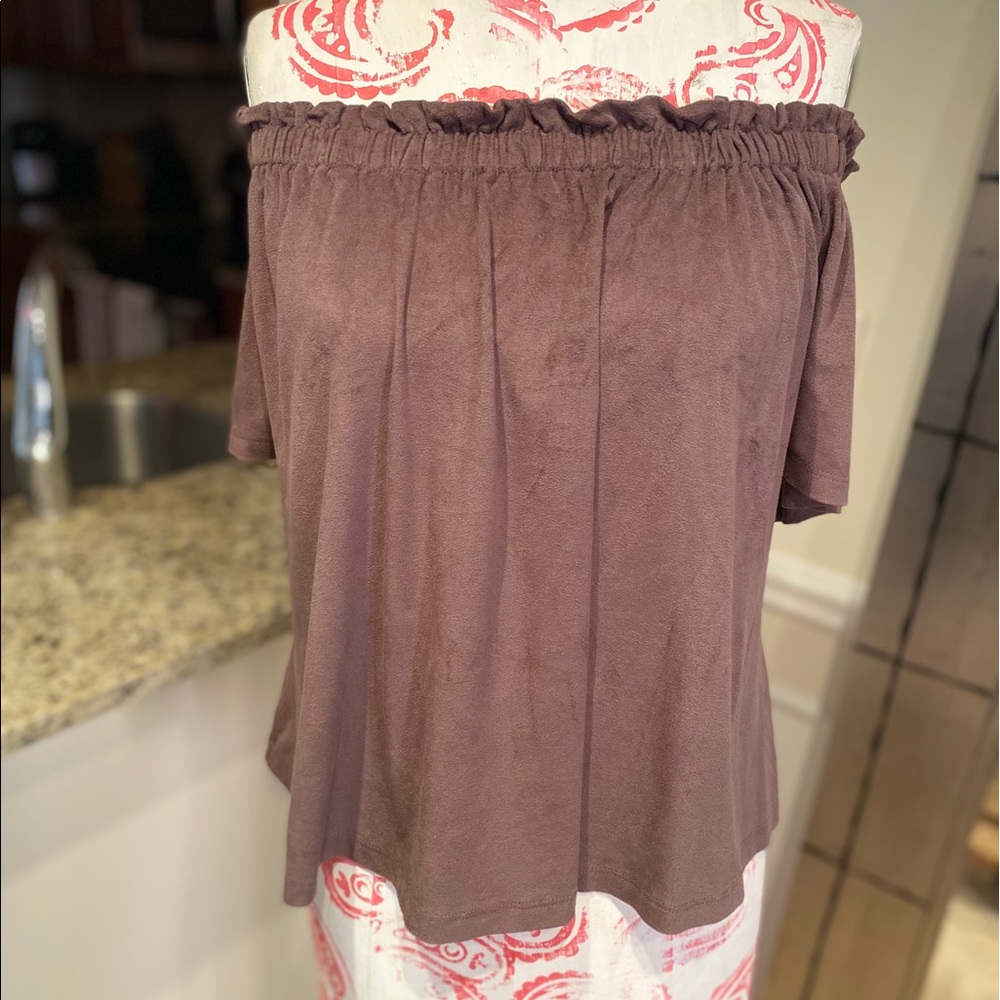 Bishop and Young- Off the shoulder gray shirt